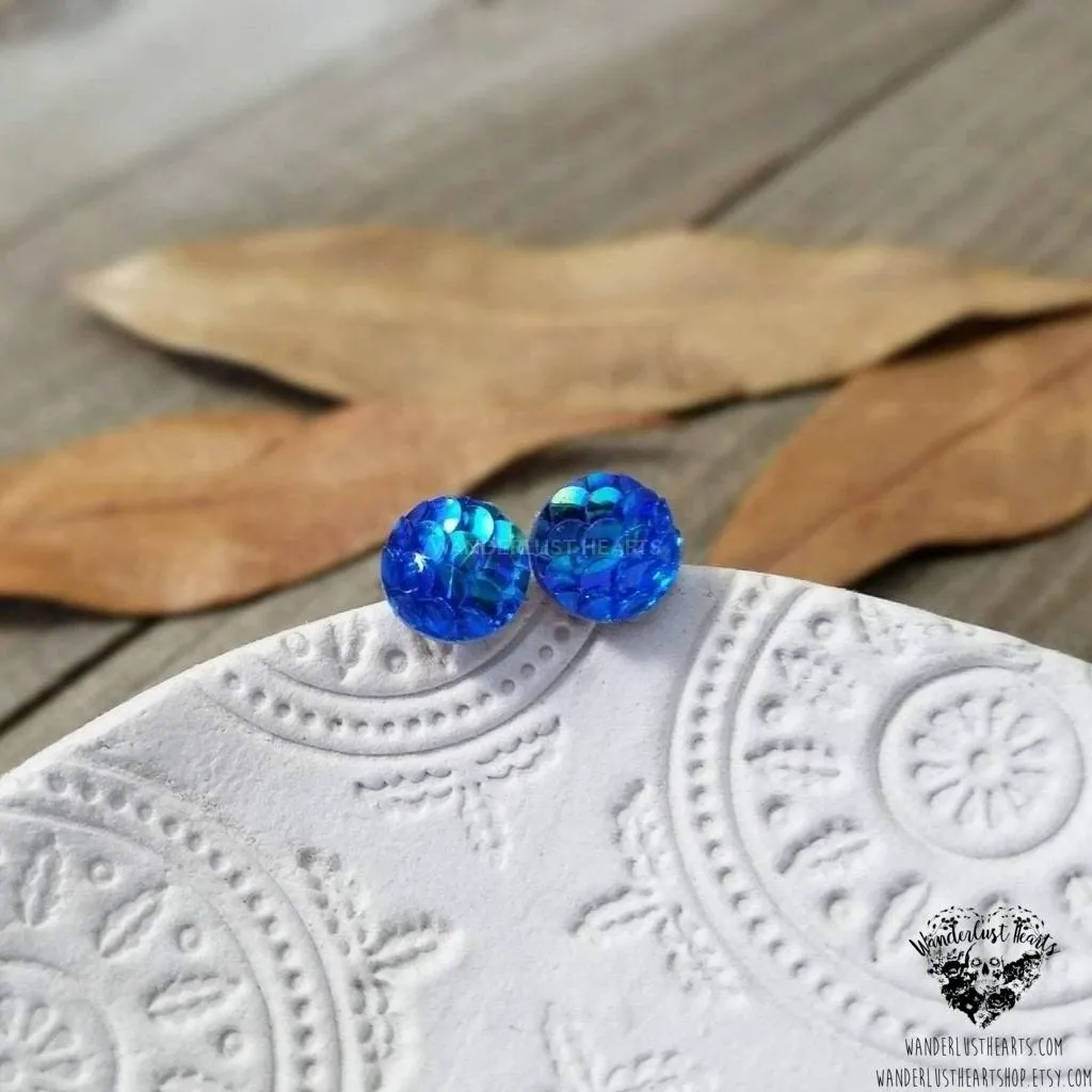 Mermaid scale stud earrings