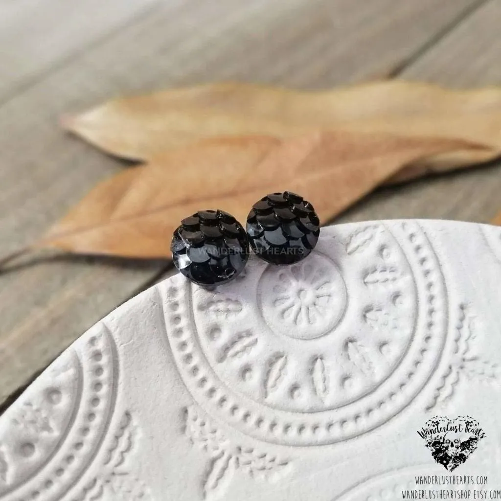 Mermaid scale stud earrings