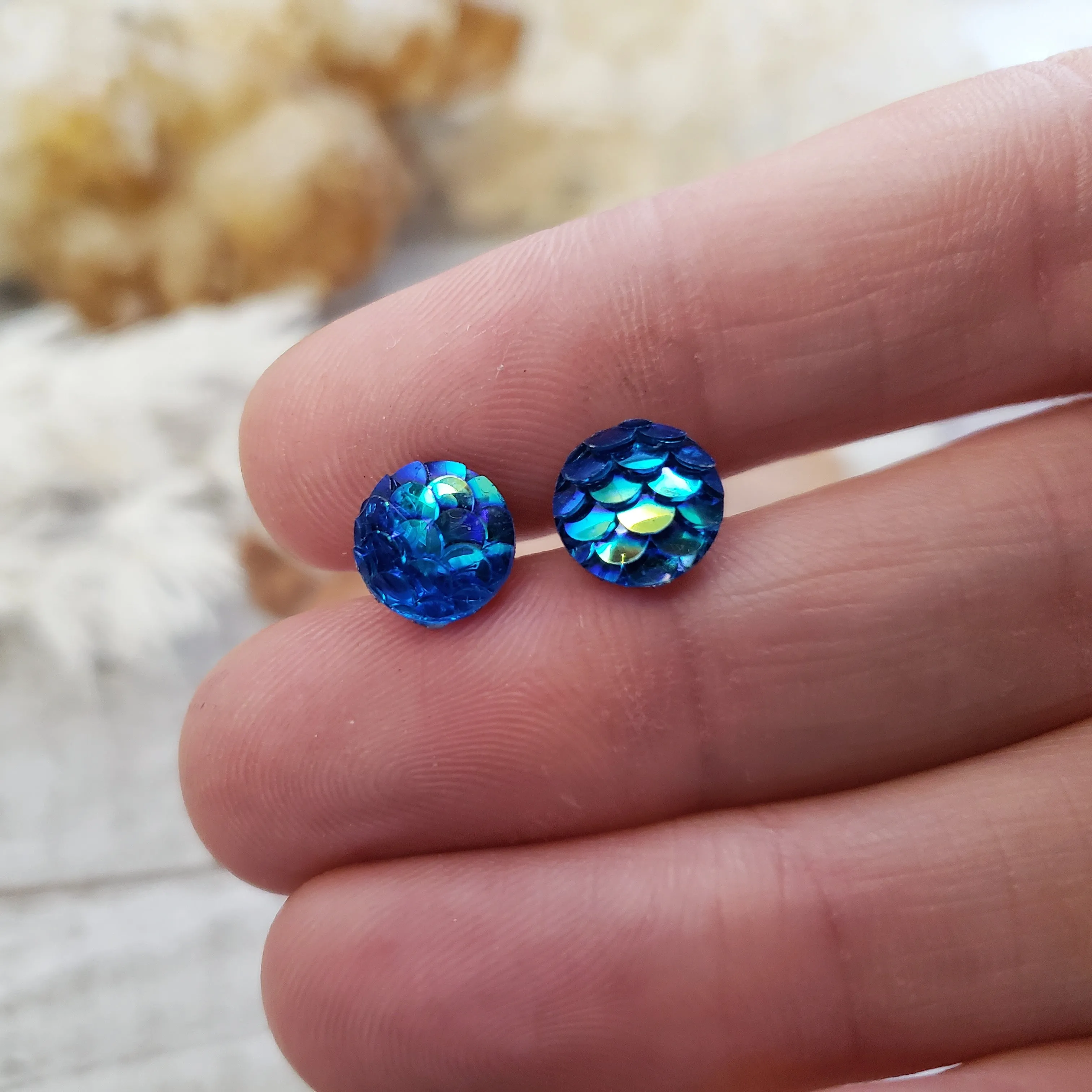 Mermaid scale stud earrings