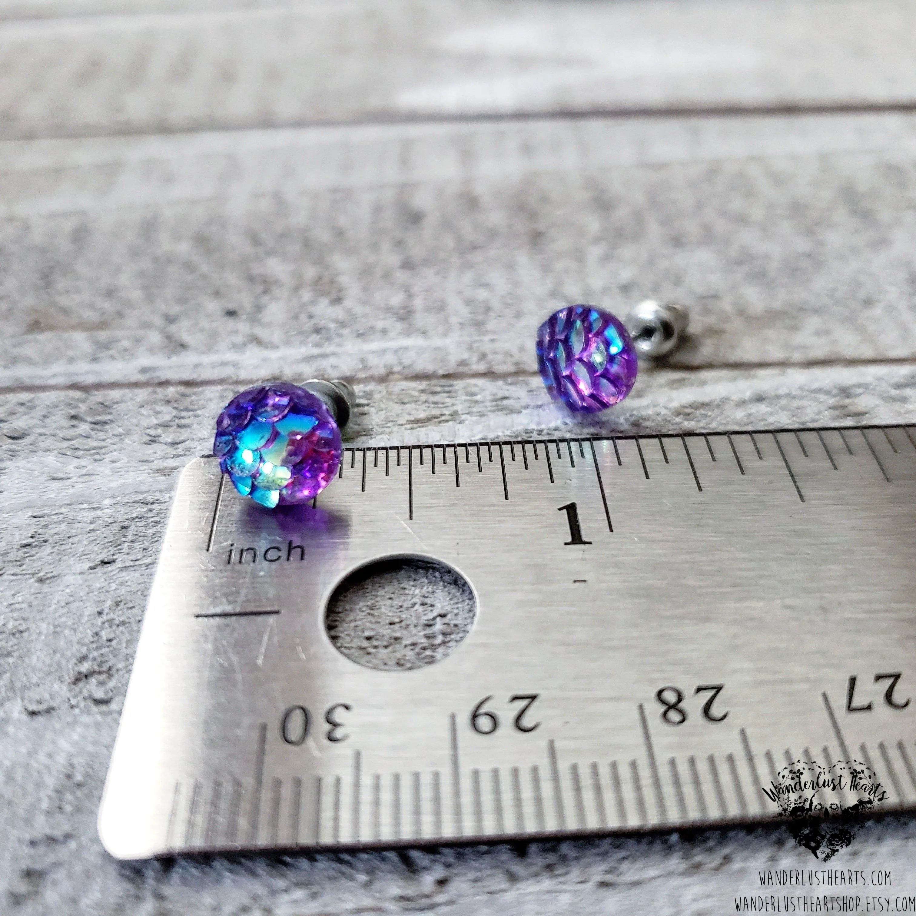 Mermaid scale stud earrings