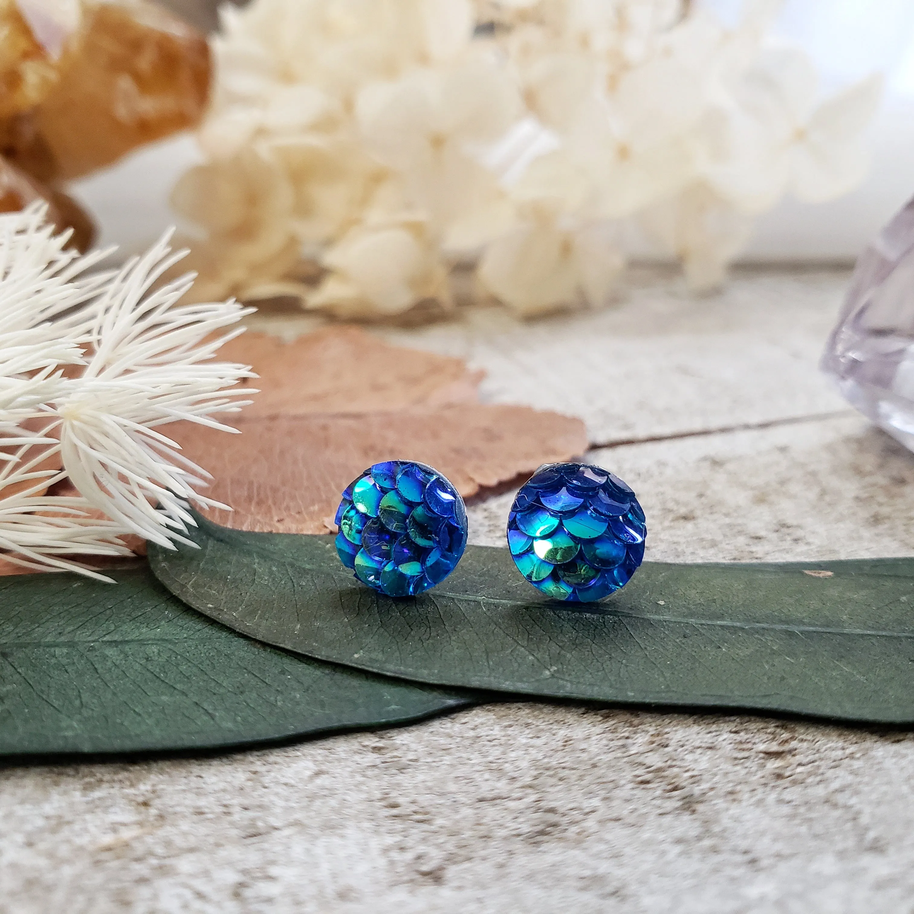 Mermaid scale stud earrings