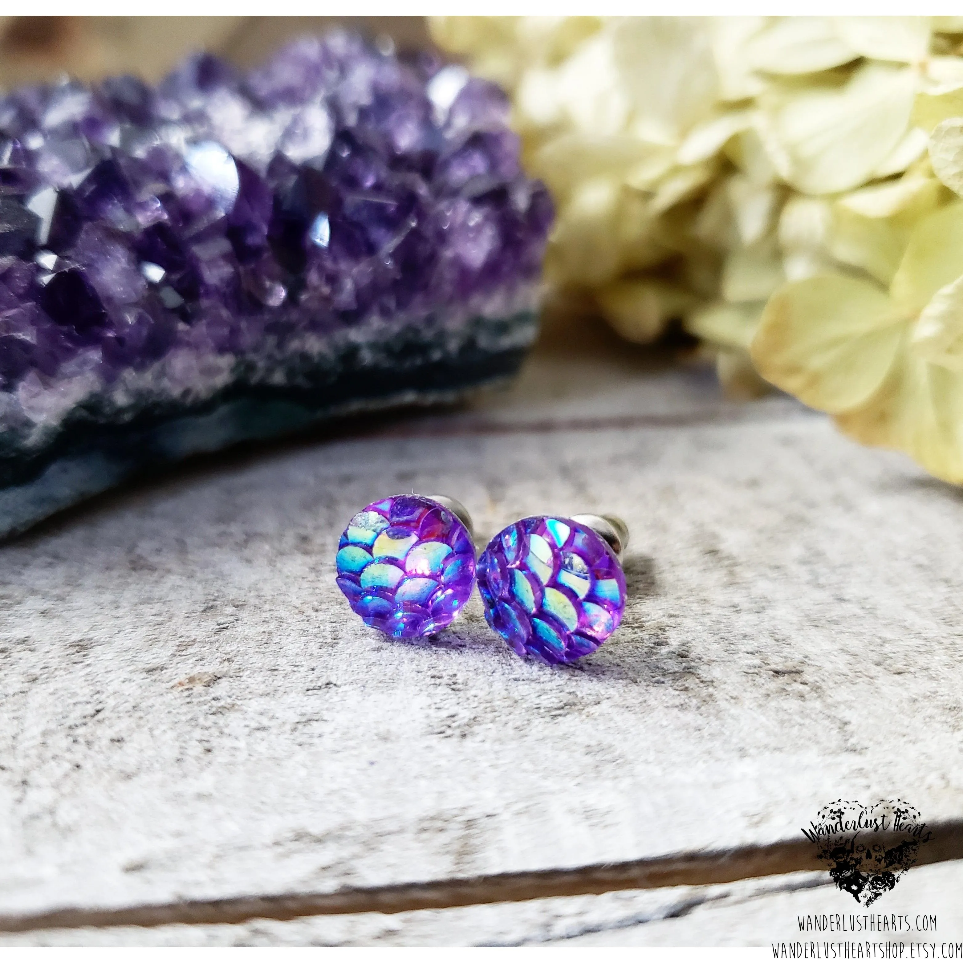 Mermaid scale stud earrings