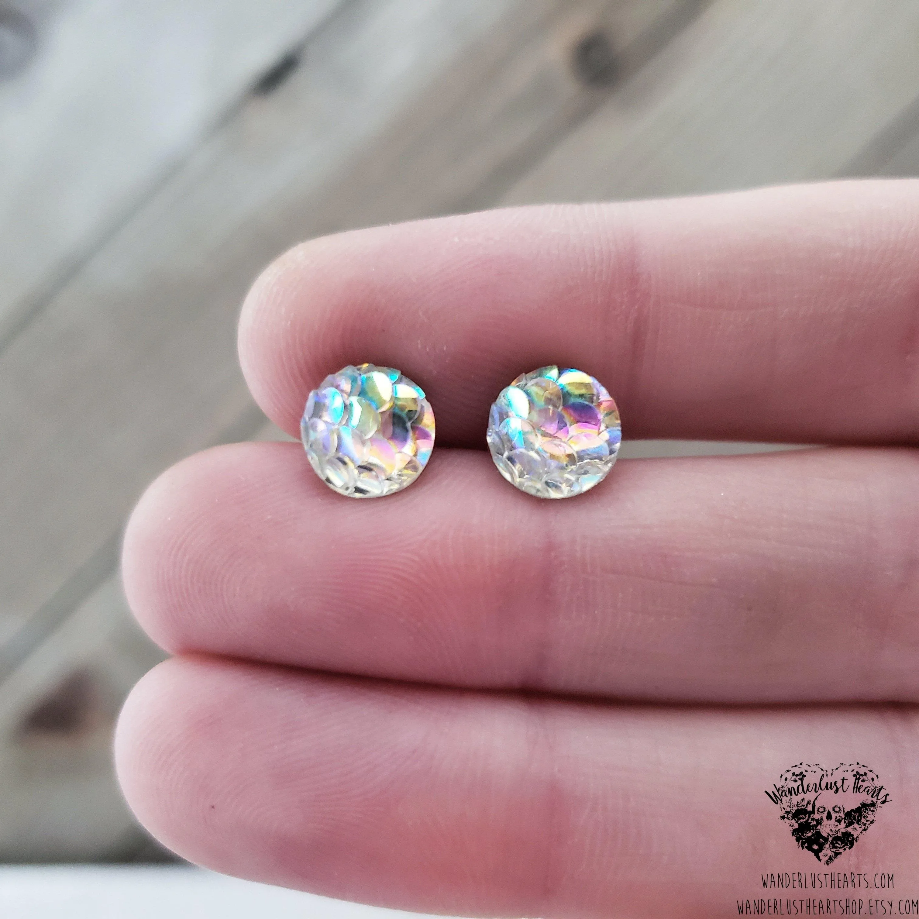 Mermaid scale stud earrings