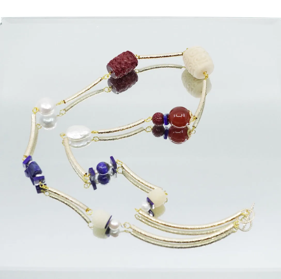 Metropolis Hermit Gems Station Necklace 24 Inch