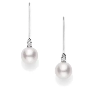 Mikimoto Akoya Leverback Earrings with Diamonds