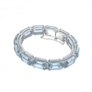 Millenia Octagon Cut Crystals Blue Rhodium Plated Bracelet 5614927