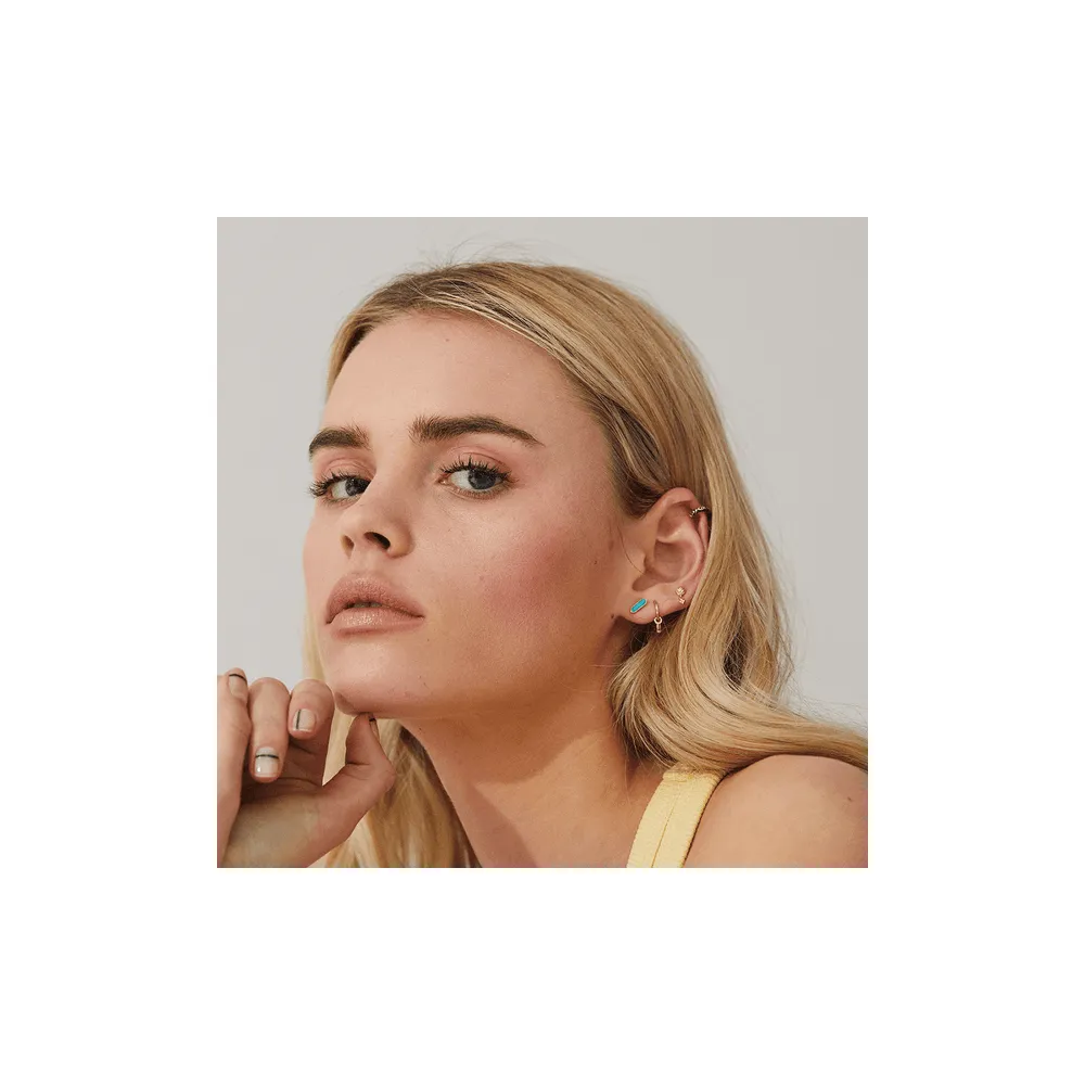 Mini Hexa Ruby Quartz Stud Earring - Gold - ST-HEX-RUBQ