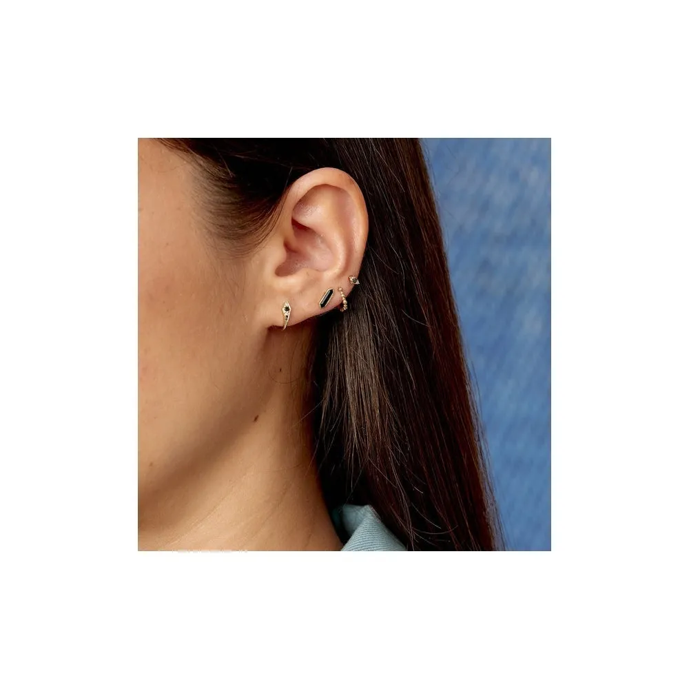 Mini Hexa Ruby Quartz Stud Earring - Gold - ST-HEX-RUBQ