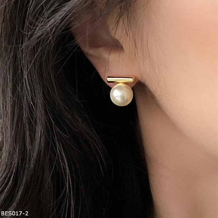 Minimalist geometric niche design pearl earrings