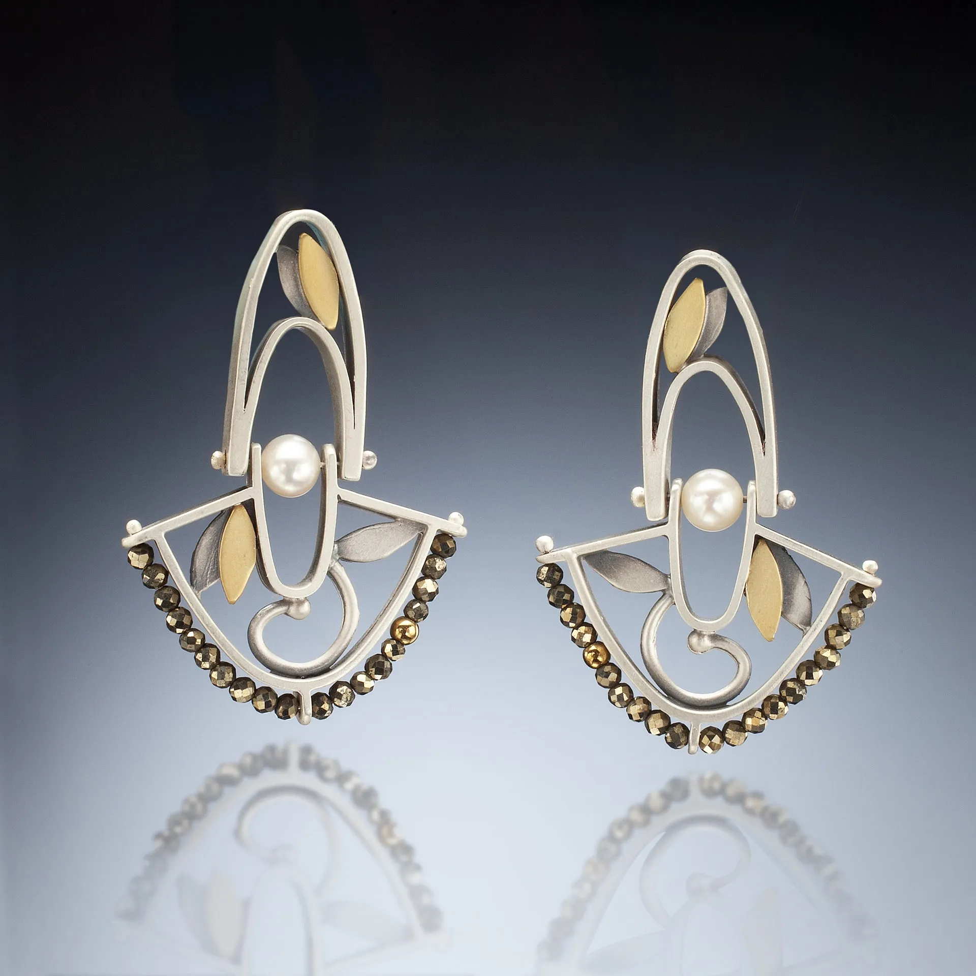 Mixed Metal Hinged Fan Earrings