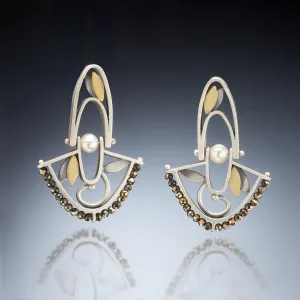 Mixed Metal Hinged Fan Earrings