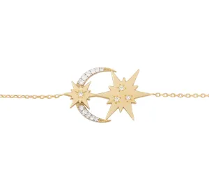 Moon and Star Chain Bracelet with Diamonds