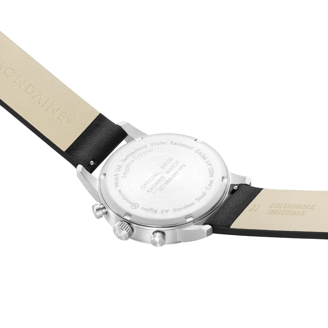 Neo, Black vegan grape leather, 41 mm