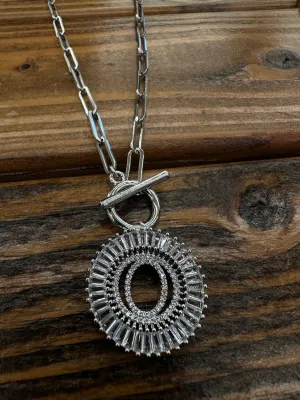 Paperclip Chain Radiant Initial Necklace O