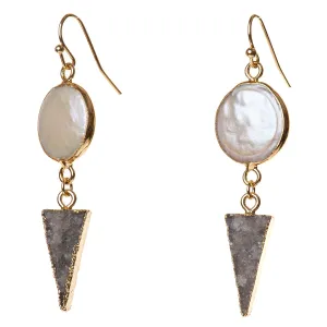 Pearl & Druzy Dangle Earrings