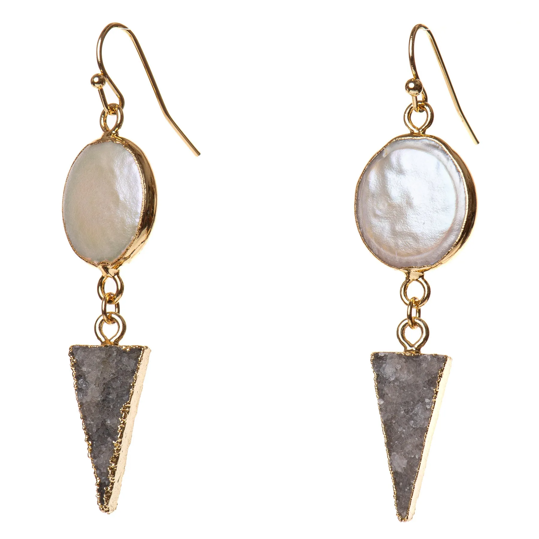 Pearl & Druzy Dangle Earrings