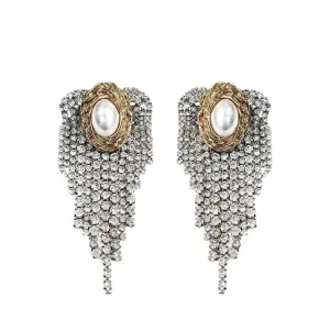 PEARL STUD WATERFALL DROP EARRINGS