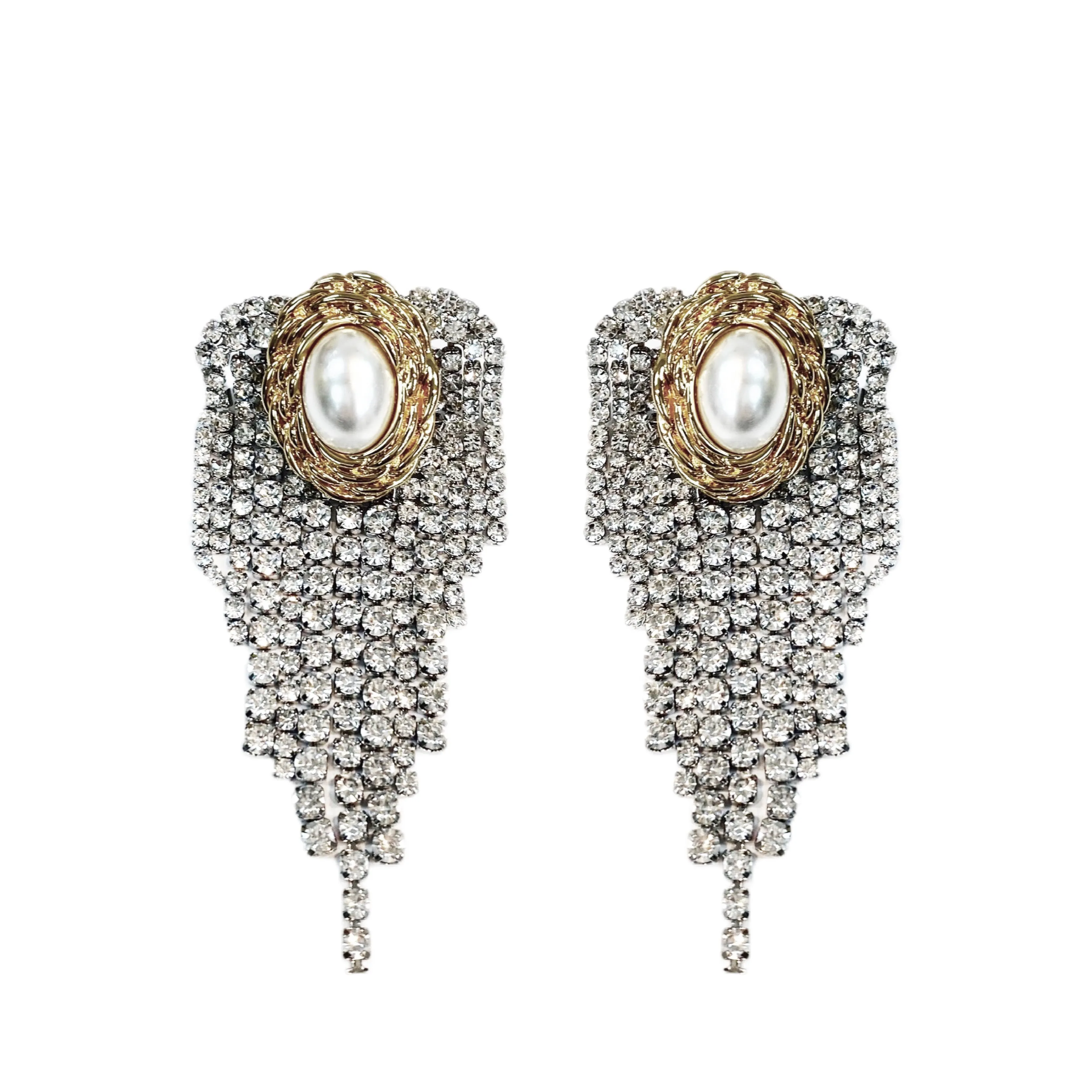 PEARL STUD WATERFALL DROP EARRINGS