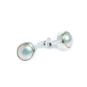 Pearl Studs Bezel Set 8mm