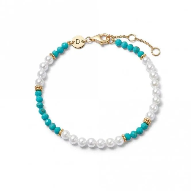 Pearl Turquise Beaded 18ct Gold Plated Bracelet SBR05_GP