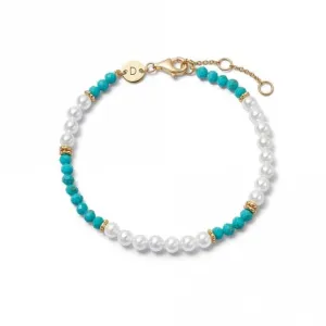 Pearl Turquise Beaded 18ct Gold Plated Bracelet SBR05_GP