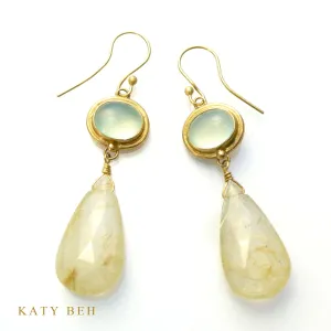Peruvian Chalcedony and Rutilated Quartz Earrings