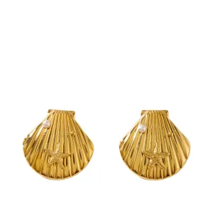 Pre Order:  Pearl Inlaid Shell Shaped Earrings
