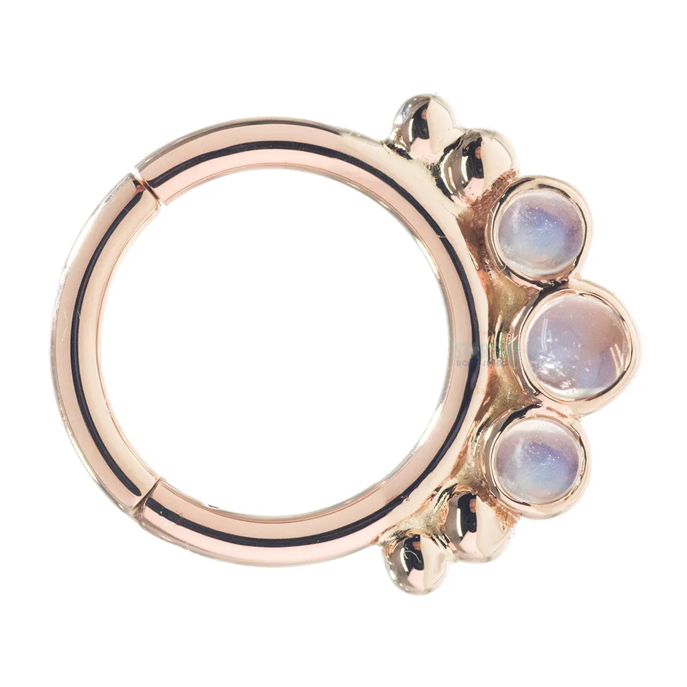 "Barra" Hinge Ring in Gold with Rainbow Moonstone