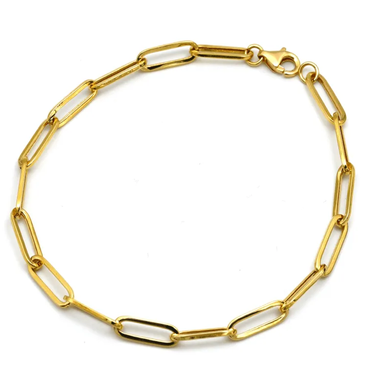 Real Gold Paper Clip Chain Bracelet 0002 (17 C.M) BR1529
