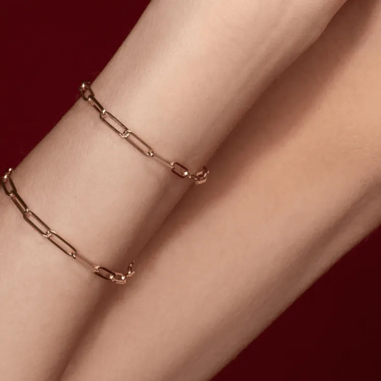 Real Gold Paper Clip Chain Bracelet 0002 (17 C.M) BR1529