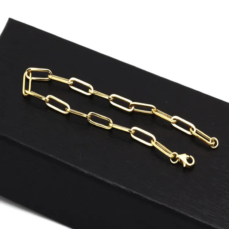 Real Gold Paper Clip Chain Bracelet 0002 (17 C.M) BR1529