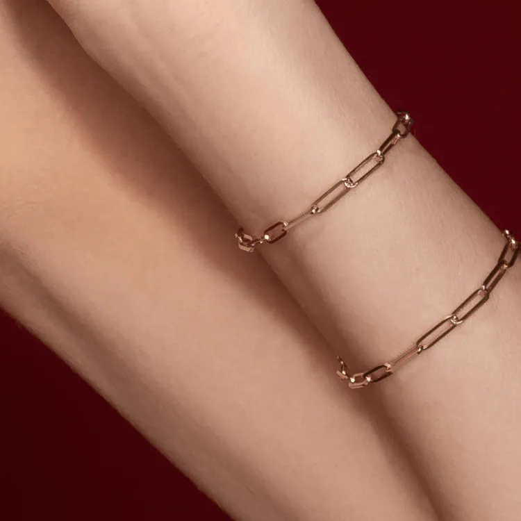 Real Gold Paper Clip Chain Bracelet 0002 (17 C.M) BR1529