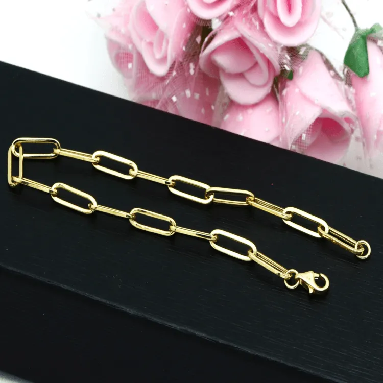 Real Gold Paper Clip Chain Bracelet 0002 (17 C.M) BR1529