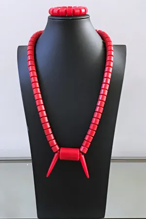Red Nigerian Wedding Beads Necklace