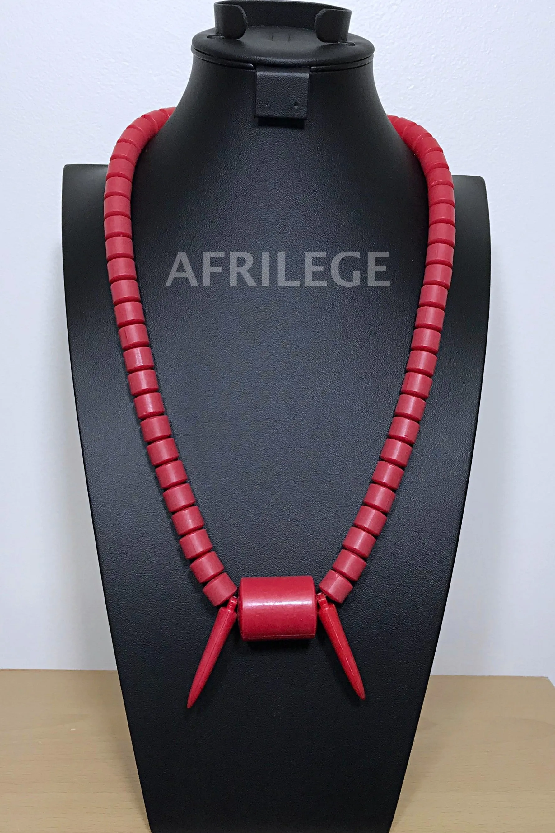 Red Nigerian Wedding Beads Necklace
