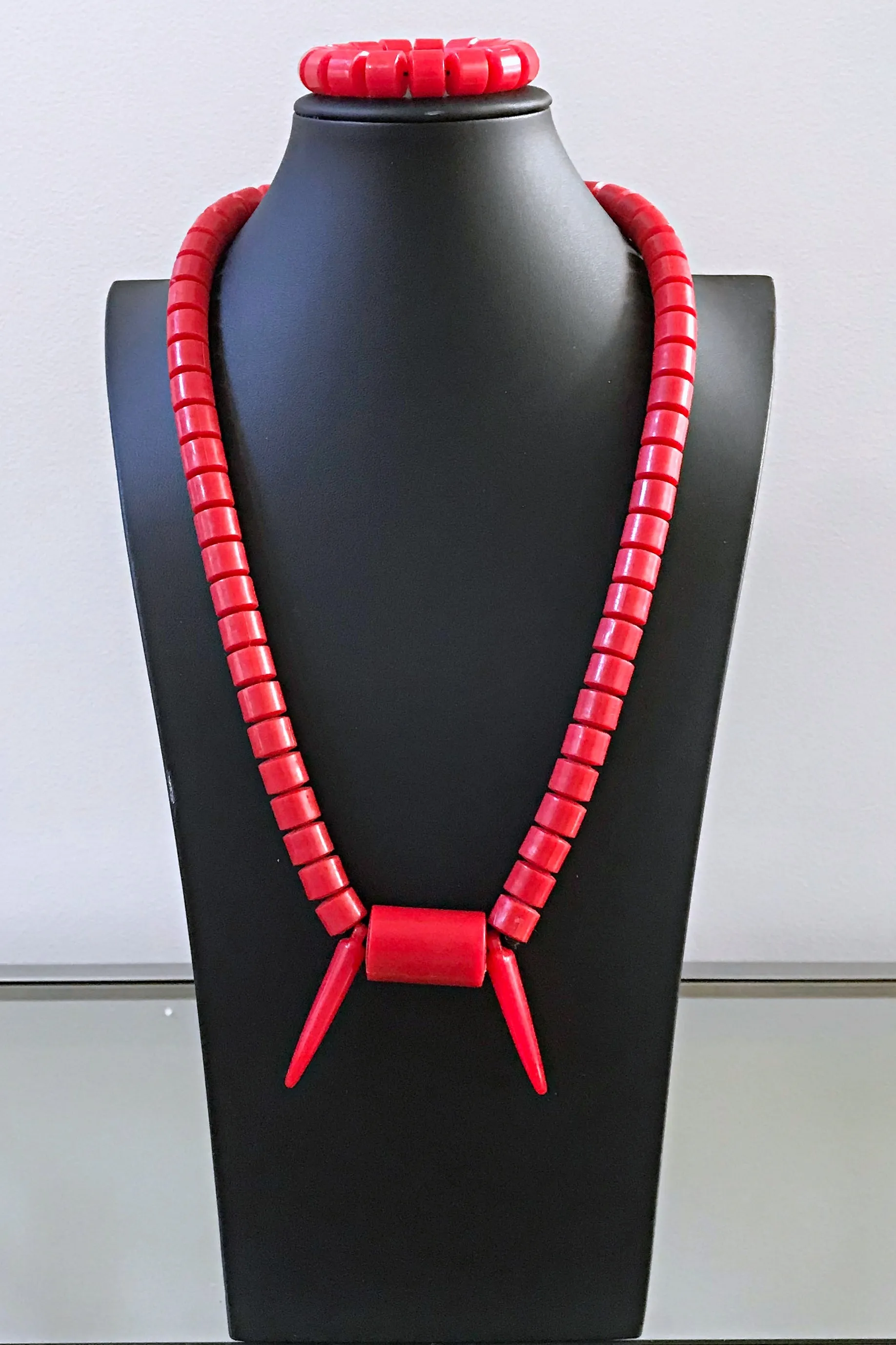 Red Nigerian Wedding Beads Necklace