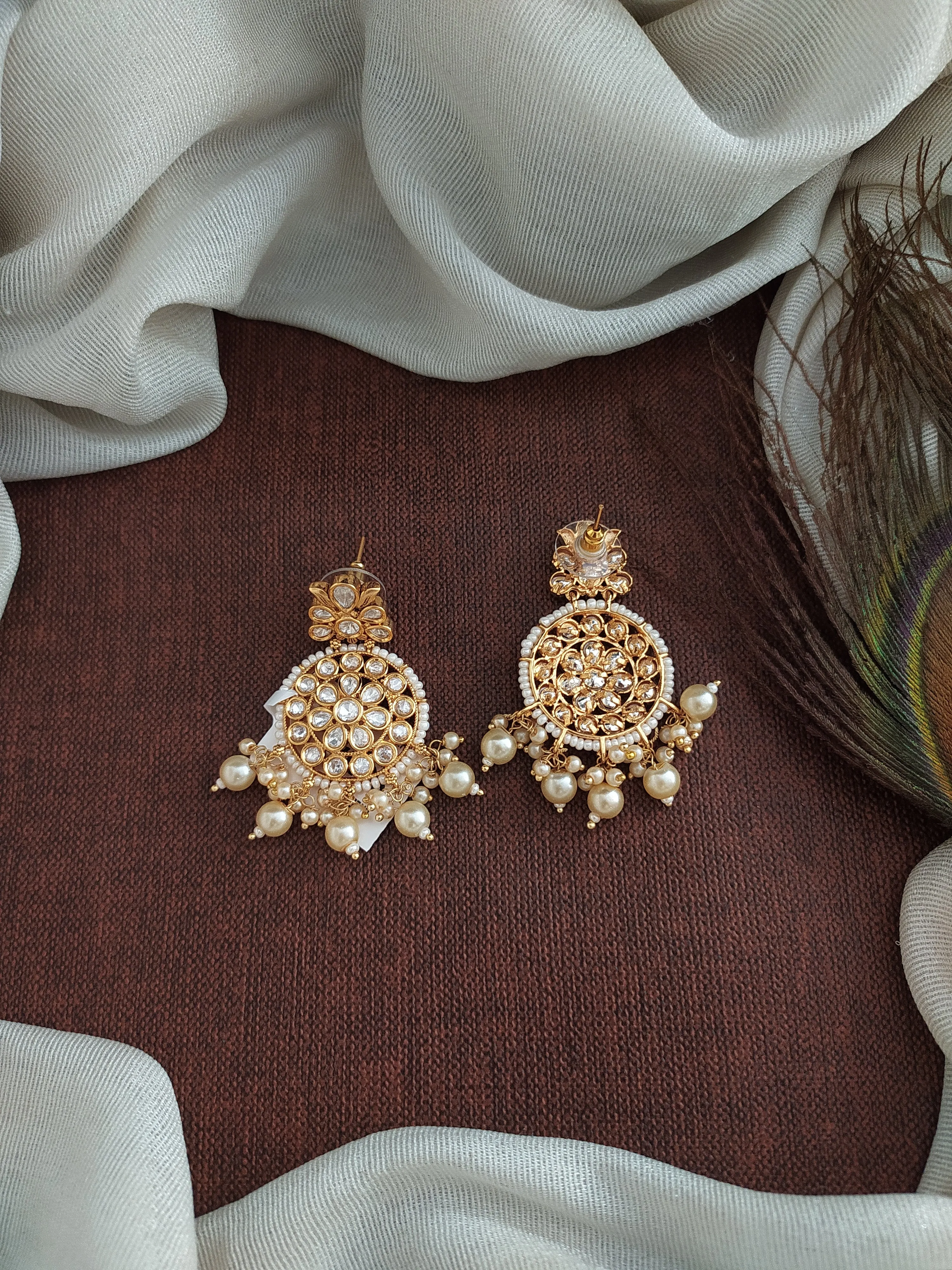Regal Radiance Gold Plated Classic Kundan & Pearl Earrings