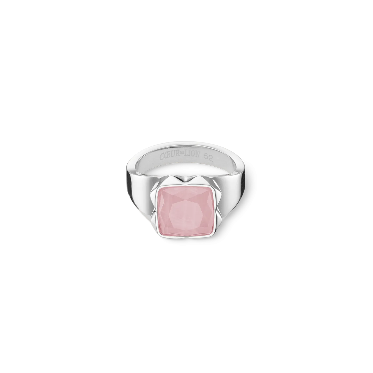 Ring Spikes Square Rose Quartz silver-pink