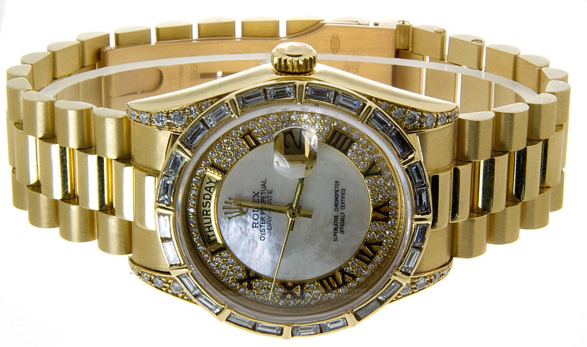 Rolex Day-Date President with Baguette Diamond Dial Bezel