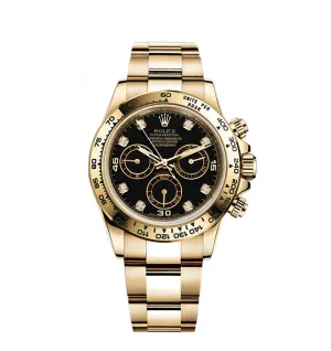 Rolex Yellow Gold Cosmograph Daytona 40 Watch - Black Diamond Dial - 116508 bkd