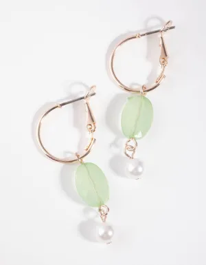 Rose Gold Two Bead Huggie Earrings
