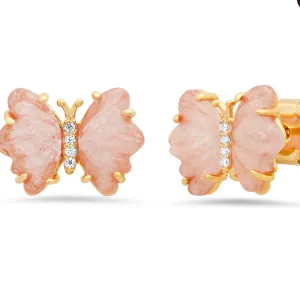 Rose Quartz Butterfly Studs