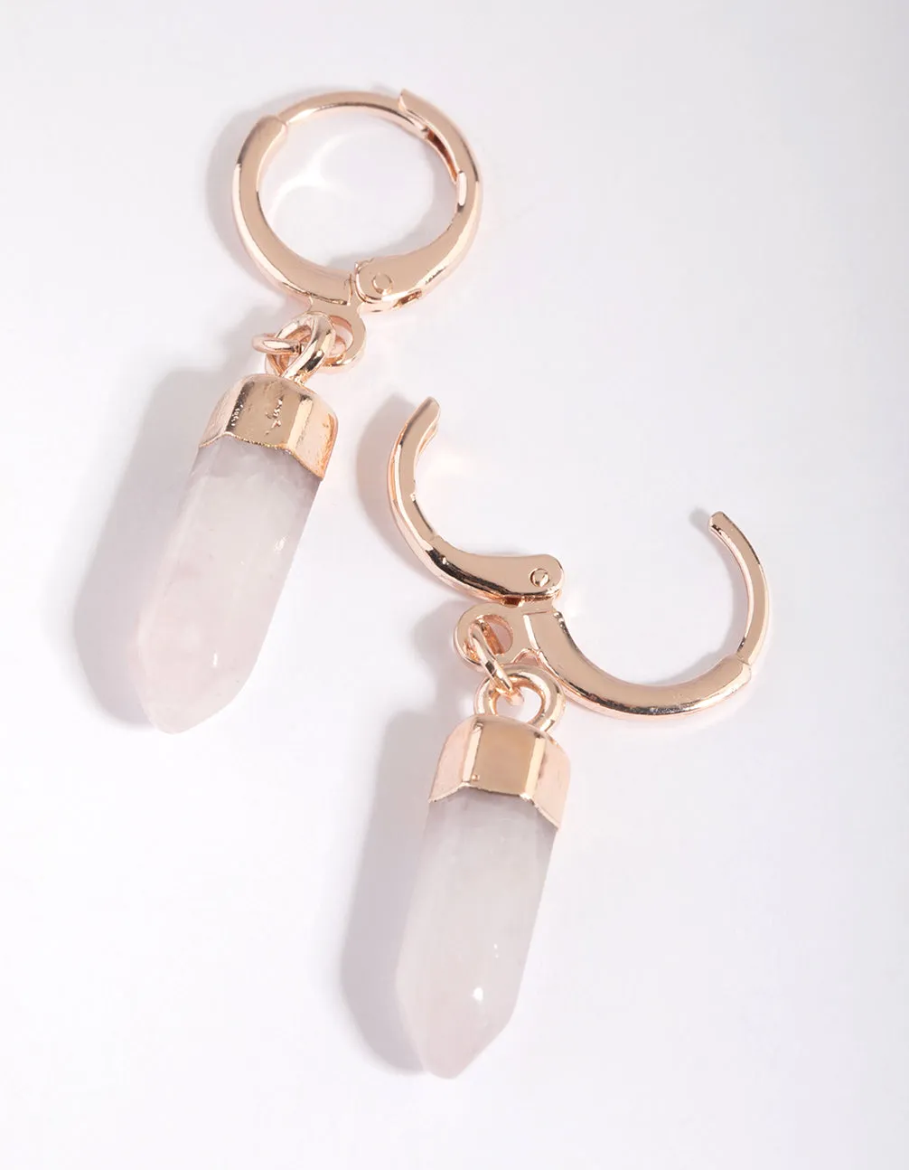 Rose Quartz Shard Huggie Hoop Earrings