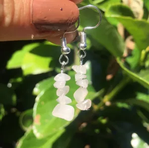 Rose Quartz Silver Hook  HYPOALLERGENIC Earrings