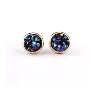 Round Druzy Stud Earrings (5 Color Options)