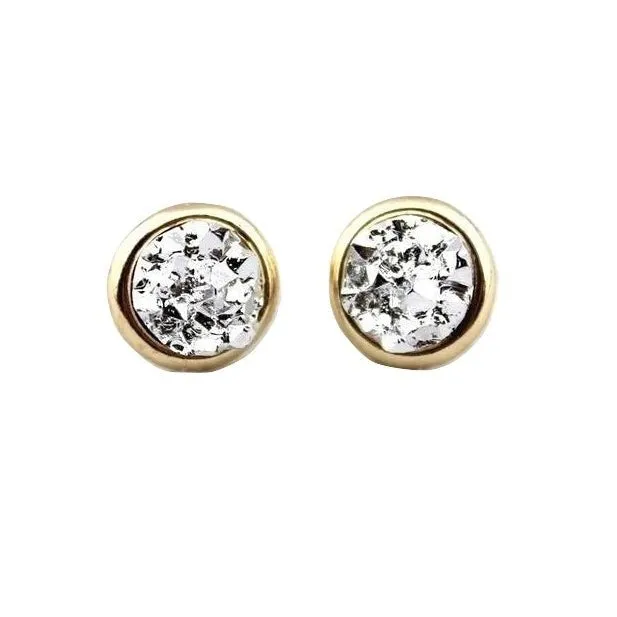 Round Druzy Stud Earrings (5 Color Options)