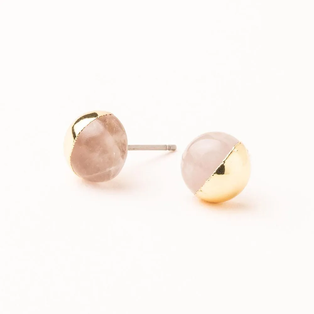 Scout Dipped Stone Stud - Rose Quartz/ Gold