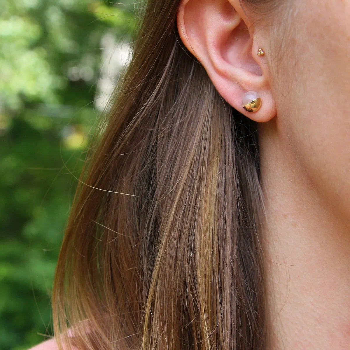 Scout Dipped Stone Stud - Rose Quartz/ Gold