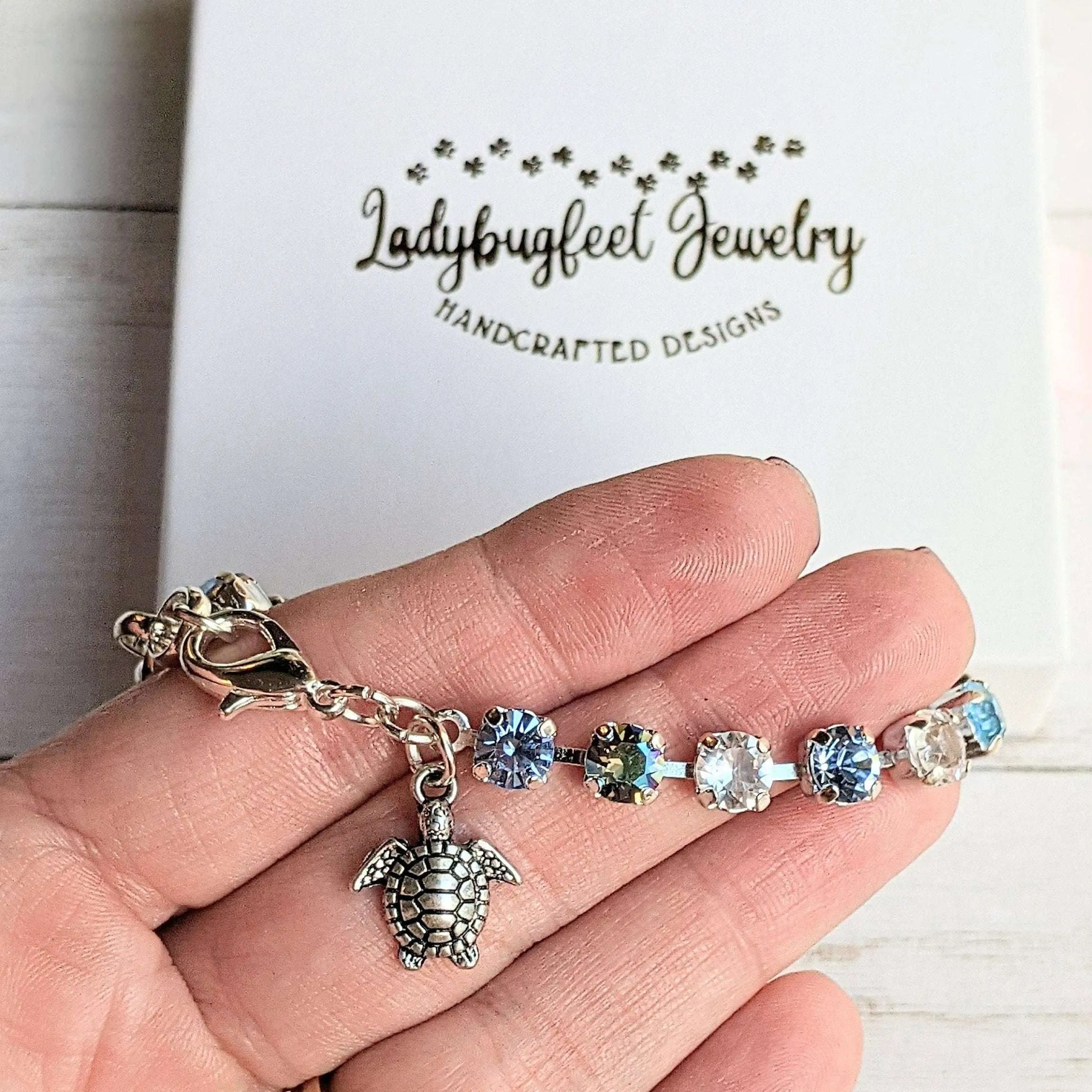 Sea Turtle Faceted Crystal Bracelet