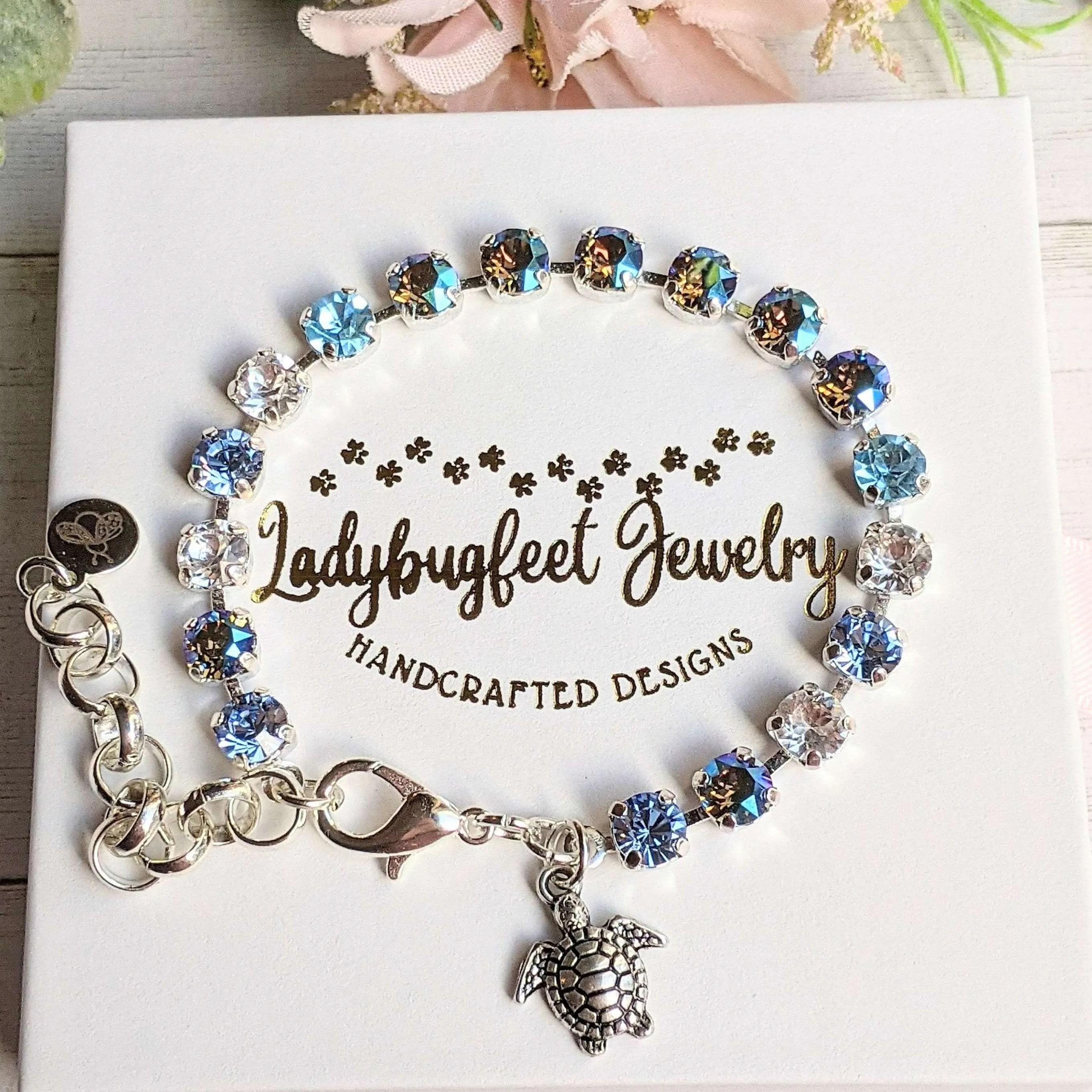 Sea Turtle Faceted Crystal Bracelet